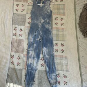 Stylish Blue Tie-Dye Sleeveless Jumpsuit